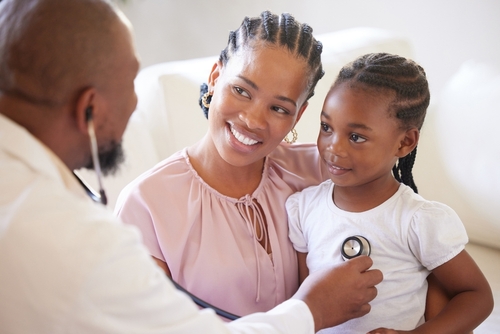 Black,People,,Mother,And,Girl,With,Doctor,Stethoscope,For,Healthcare